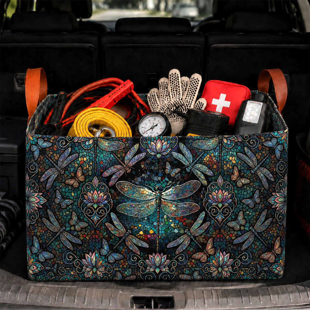 Bow Car Trunk Organizer 20L Collapsible Auto Storage Basket with Handles