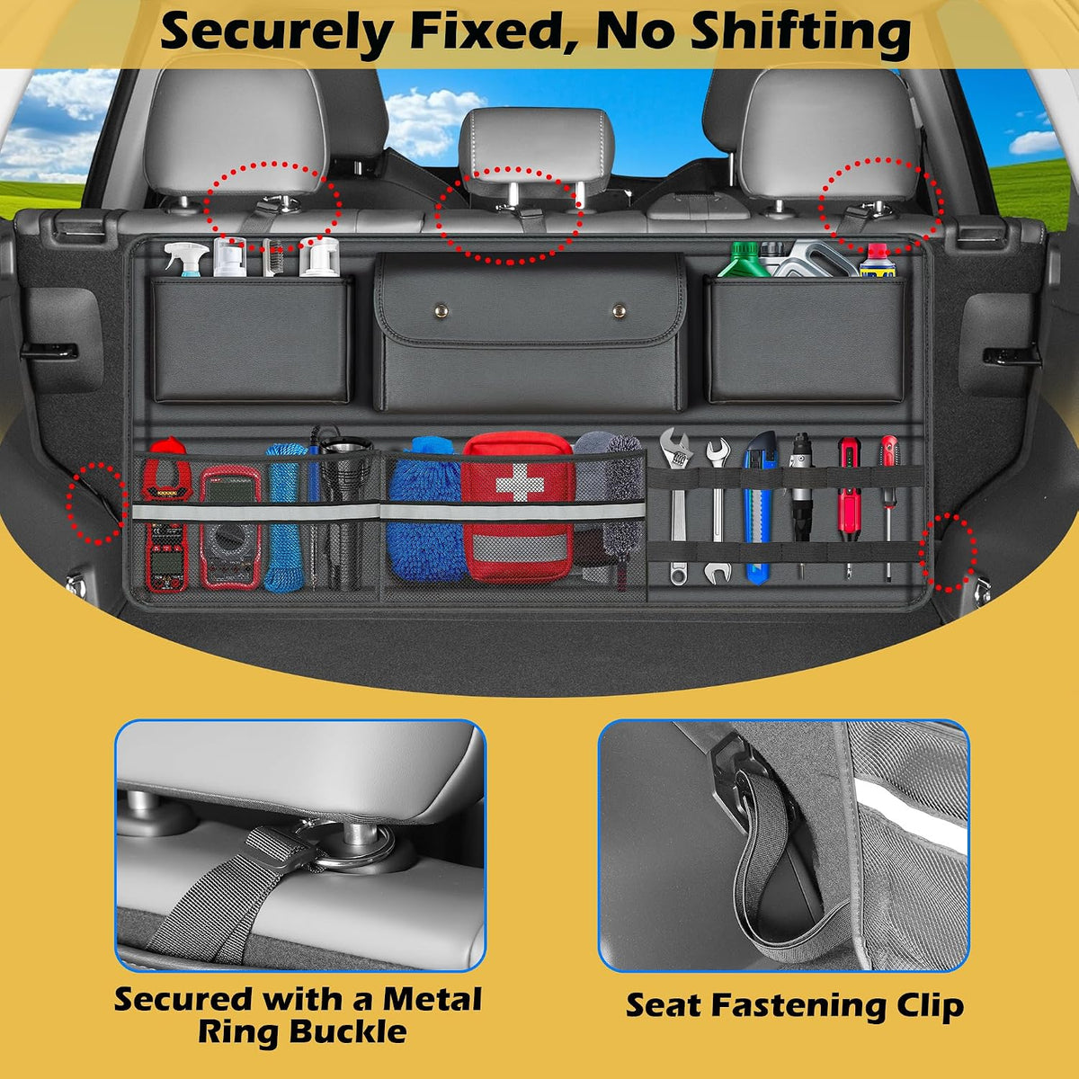 Back Seat Trunk Organizer Backseat Hanging Cargo Storage for Cars