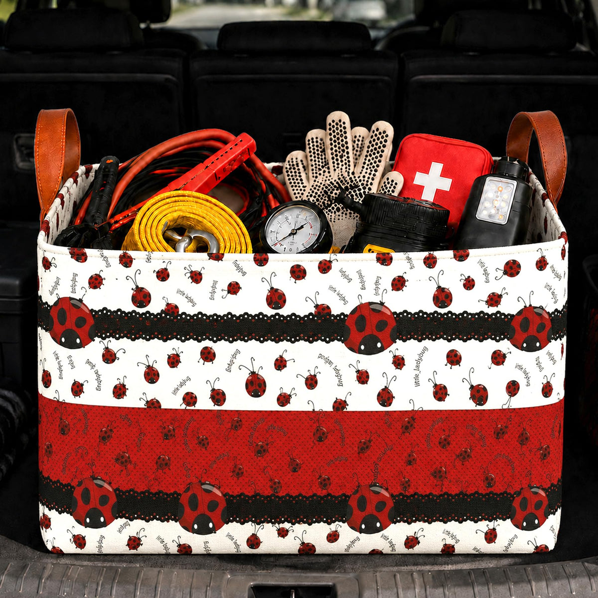 Bow Car Trunk Organizer 20L Collapsible Auto Storage Basket with Handles