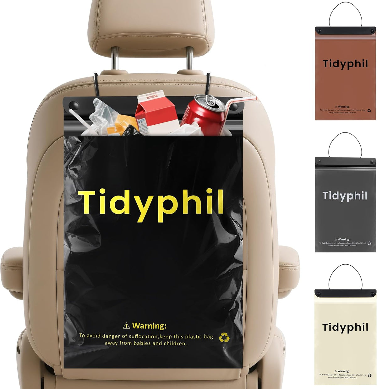 50 PCS Disposable Hanging Car Garbage Bags, Car Trash Can Substitute. Black