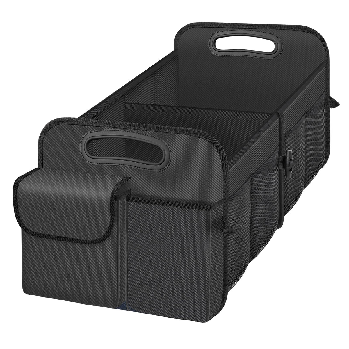 Trunk Organizer, Collapsible Waterproof car Trunk Organizer for SUVs & Sedans, Car Storage Organizers with Reinforced Handles, Car Accessories for Women and Men, 2 Compartments, 52L, Black