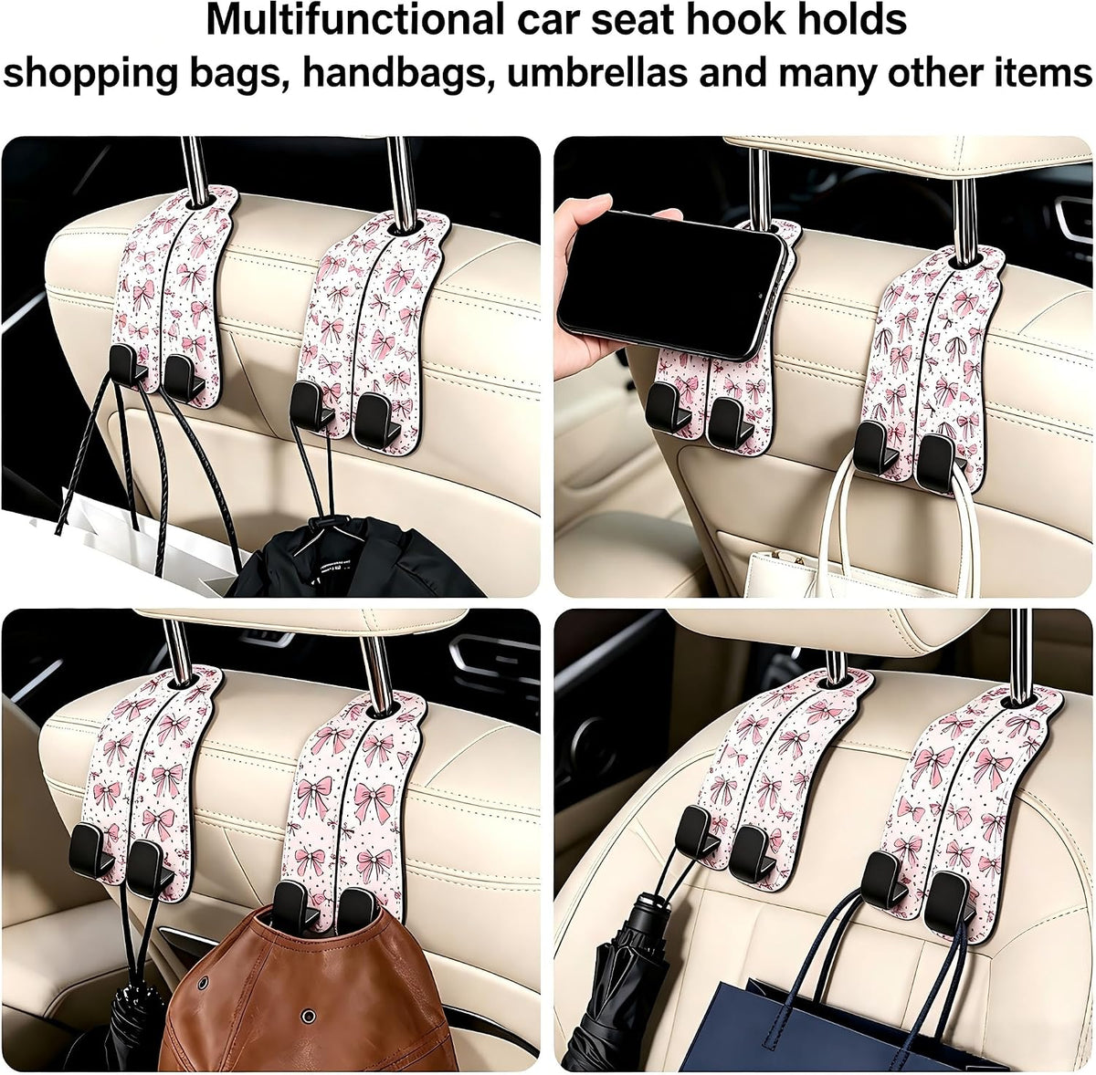 Purse Hook for Car Seat Back Headrest Hooks 2 Pack Car Purse Hook Hanger