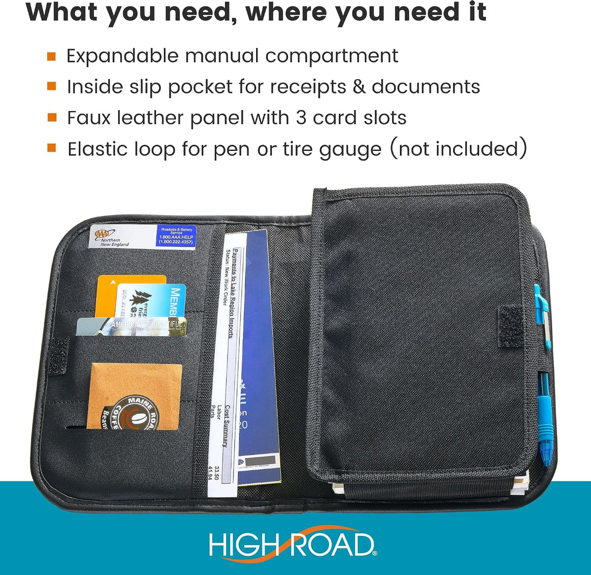 Glove Box Organizer and Car Manual Book Holder with Document Pockets