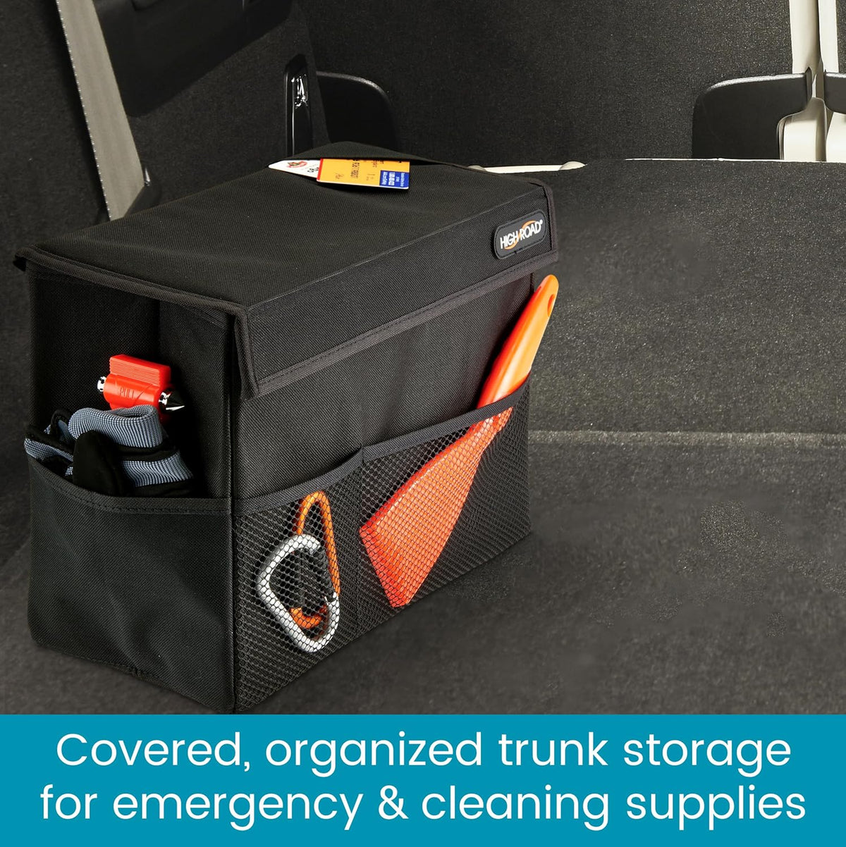 Carganizer Car Storage Bin with Lid for Front Seat, Back Seat or Trunk