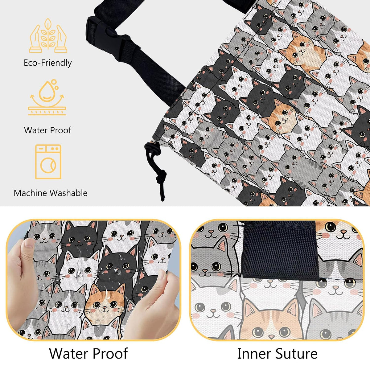 Car Trash Bag Waterproof Hanging Car Garbage Bag Cute Cat Faces