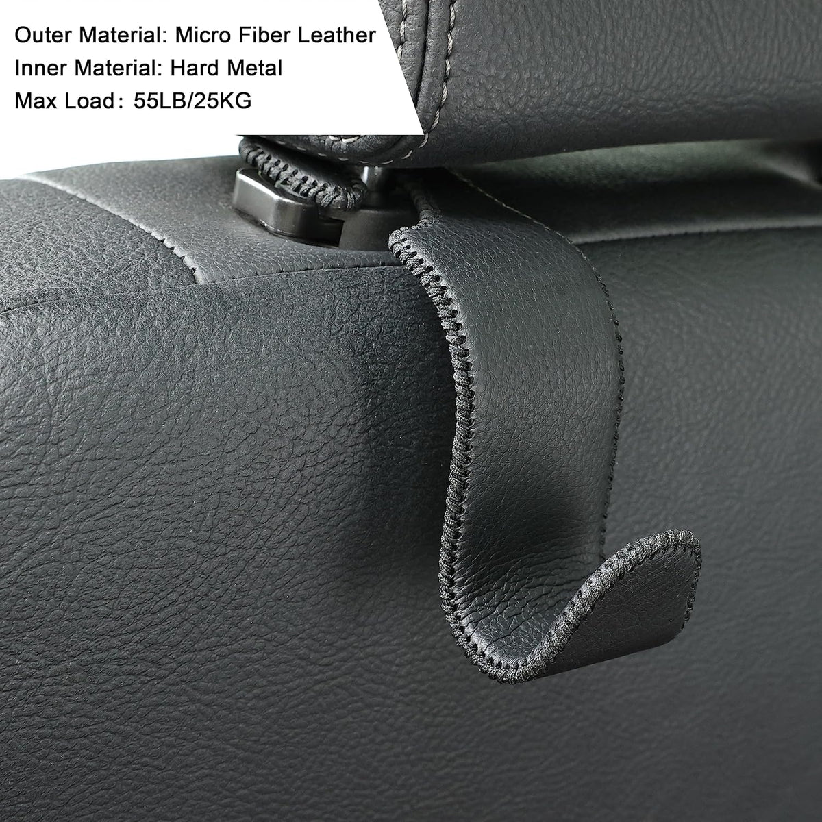 4-Pack Car Headrest Hooks Holds 55lbs Seat Storage Organizer for Bags