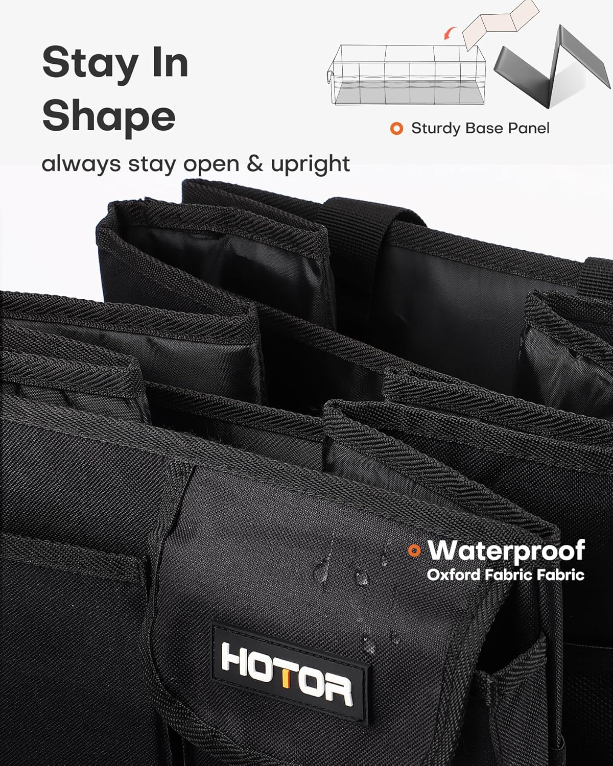 HOTOR Trunk Organizer - Foldable Car Organizer for SUVs & Sedans Storage