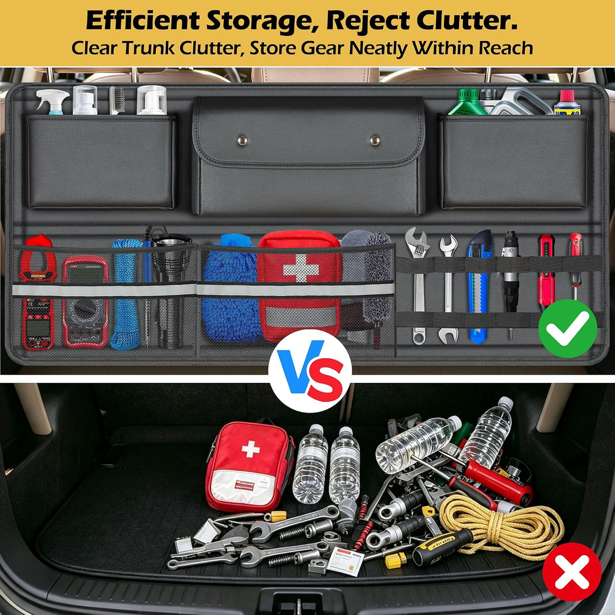 Back Seat Trunk Organizer Backseat Hanging Cargo Storage for Cars
