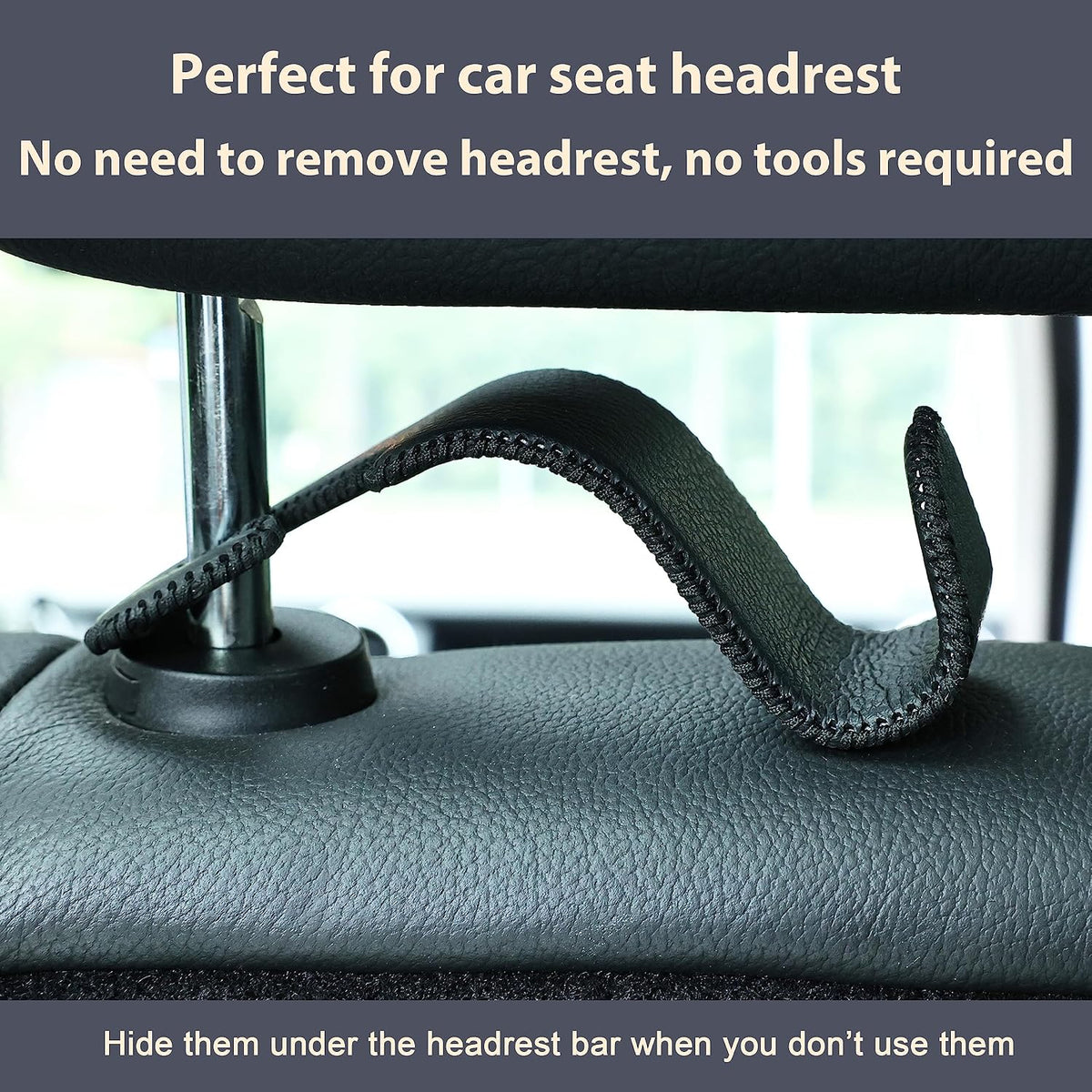 4-Pack Car Headrest Hooks Holds 55lbs Seat Storage Organizer for Bags
