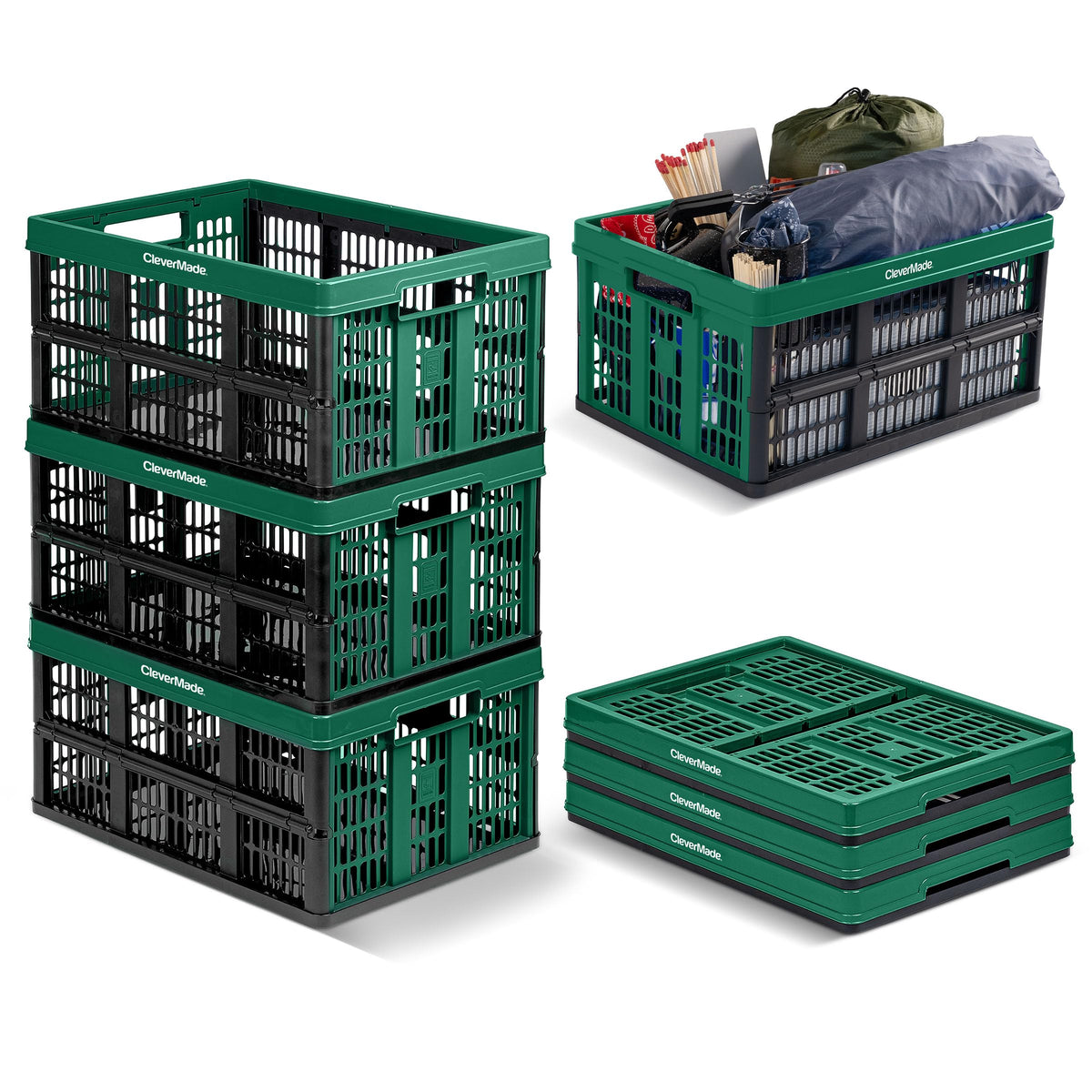 CleverMade Collapsible Utility Crate For Storage, 45L 1 Pack, Obsidian