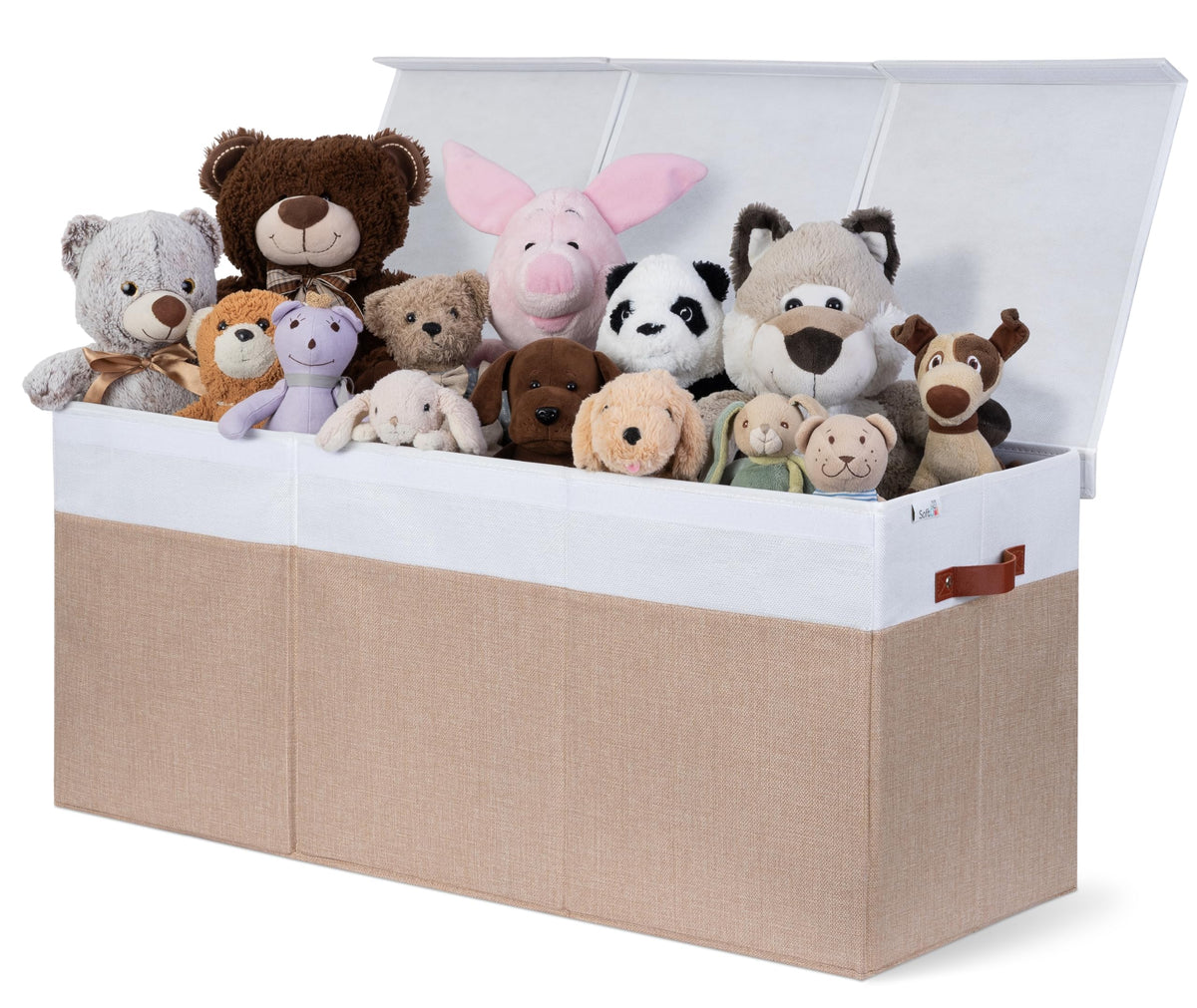SoftOwl Extra Large Toy Storage Organizer with Lid - Sturdy, Collapsible Toy Chest Storage Box Design - Toys Bin with Dividers for Kids, Nursery, Bedroom, Playroom 37"x16"x14"